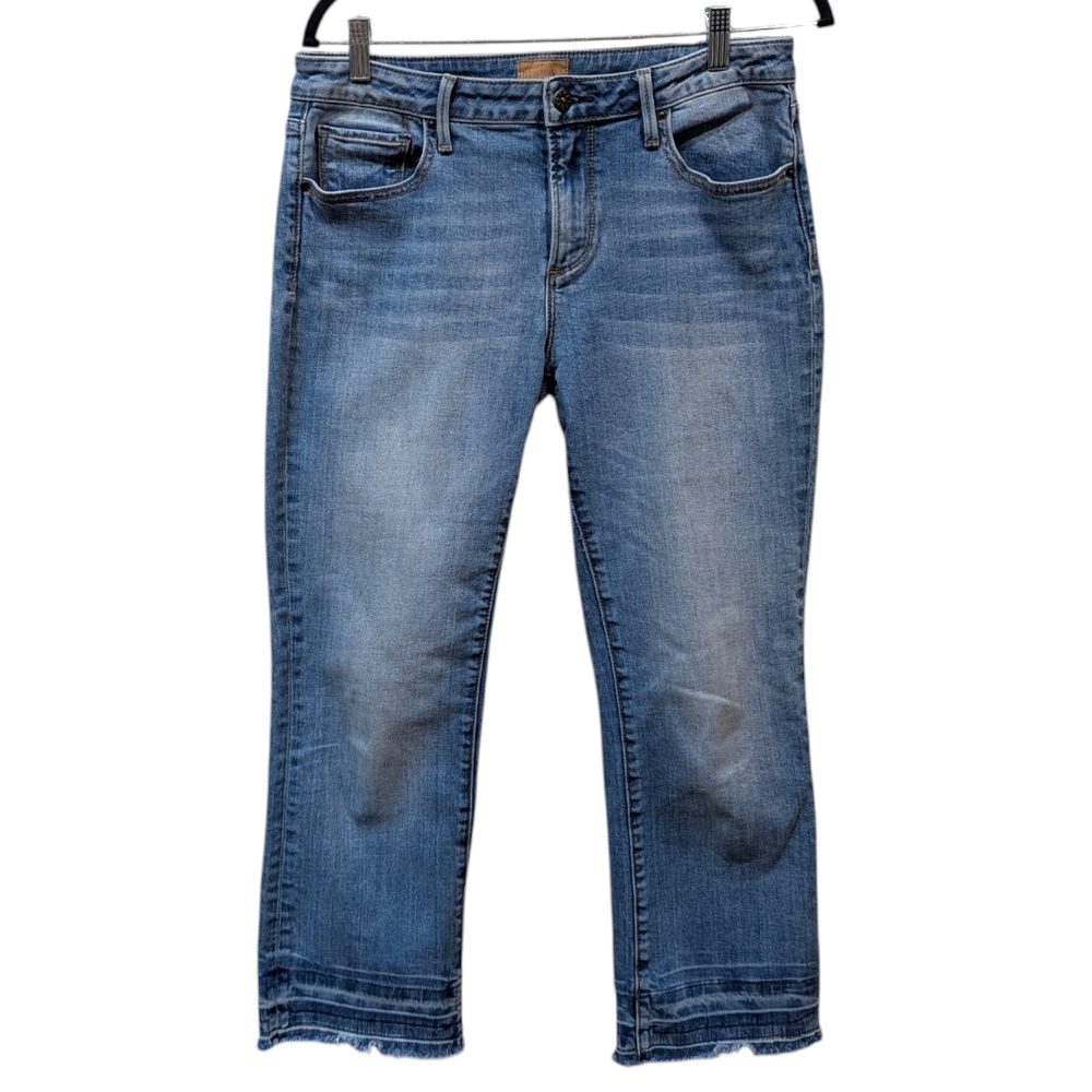 Driftwood Collette Cropped Straight Fray Raw Edge Hem Medium Wash Jeans (30)